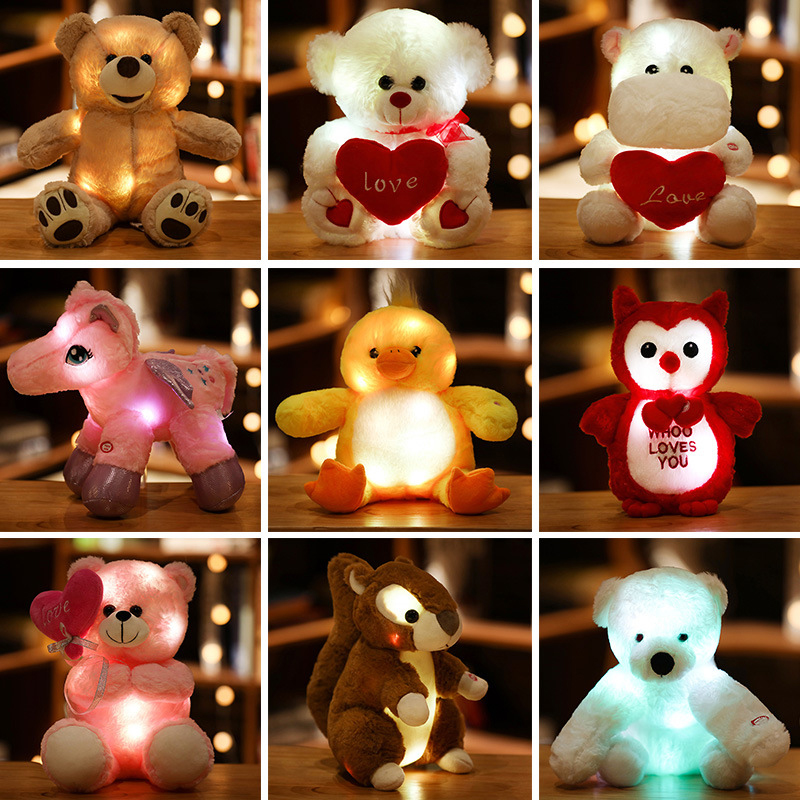30cm luminous plush toys light up led colorful glowing teddy bear stuffed animal doll kids christmas gift