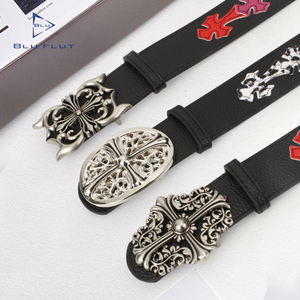 Toptan Retro moda kemer erkekler için kişiselleştirilmiş renkli gençlik tarzı Y2K çapraz klasik yıldız alaşım toka özel deri kemer - Product Image 2