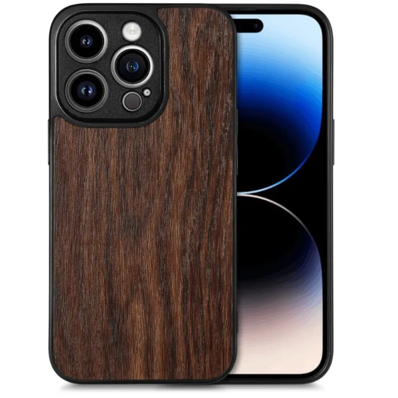 Funda de teléfono de grano de madera de lujo, funda de madera de imitación con agujero fino para iPhone 15, funda a prueba de golpes para iPhone 14 pro Max 13 Pro 12 11 XR XS Max