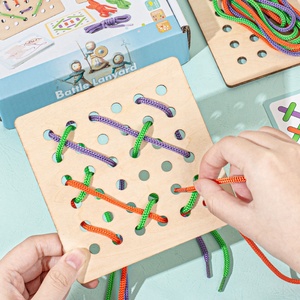 Divertente gioco di apprendimento di concentrazione di pensiero logico Roping formazione precoce legno filettatura per bambini giocattolo allacciatura - Product Image 4
