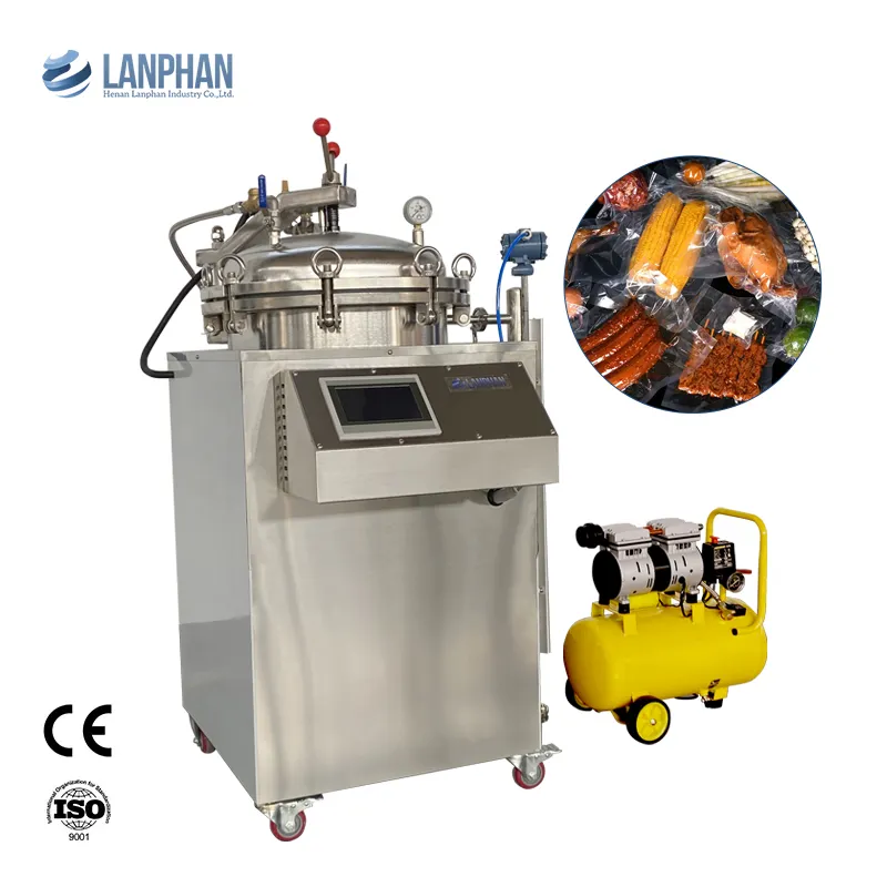 Lanphan 100l 150l sacchetto completamente automatico per alimenti in scatola e bevande storta autoclave sterilizzatore a vapore macchina di sterilizzazione