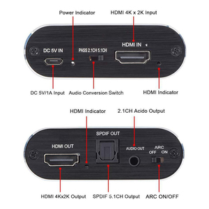 4K HDMI音频转换器提取器4K 60Hz HDMI 2.0电弧分离器HDMI至TOSLINK SPDIF音频转换器音频分离器适配器