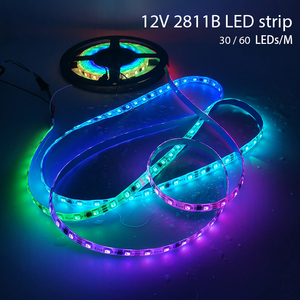 2811 LED piksel şerit 5M DC 12V 30 60 LEDs/M IP30 IP65 IP67 su geçirmez adresli dijital 5050 sihirli renk RGB ışık çubuğu WS2811 - Product Image 6