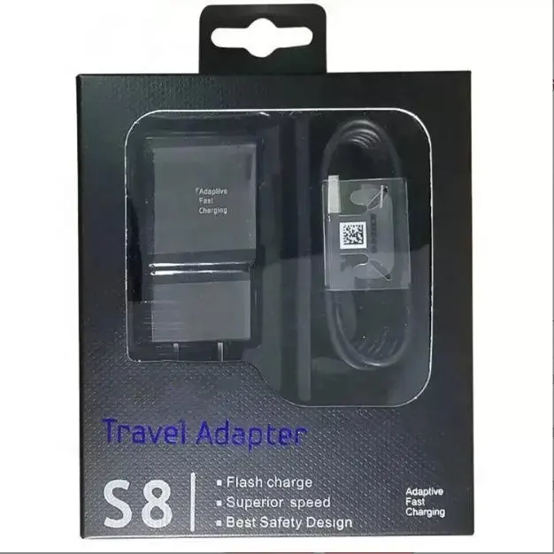 Colokan Uni Eropa colokan AS 15w pengisi daya dinding ponsel Usb cepat dengan kabel 5v QC3.0 pengisi daya dinding pengisian cepat untuk Samsung S6 S8 S9 Note 9 colokan