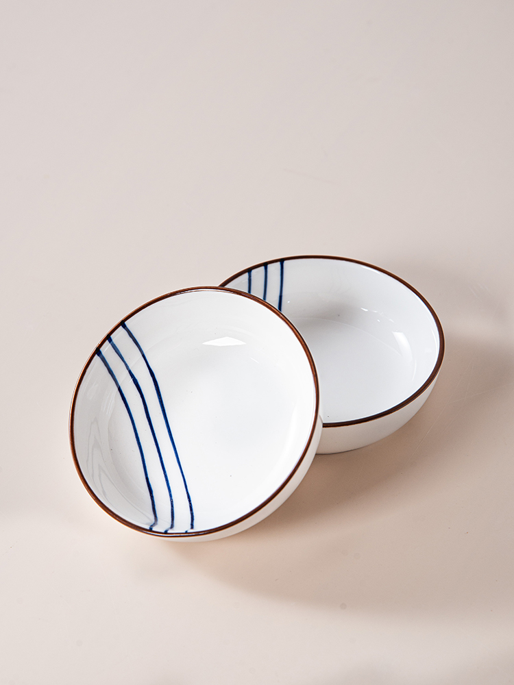 Nordic Ceramic Dinnerware Set Bowl Sauce Dish Plate Soup Spoon Gold Plating Dumpling Dish Porcelain Dinner Sets Tableware Sets