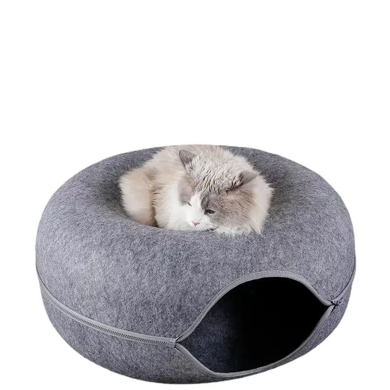 منتج جديد مستدام شعبي نفق القط الكهف دونت الصوف الأزرق أفخم مستديرة القط الكلب السرير