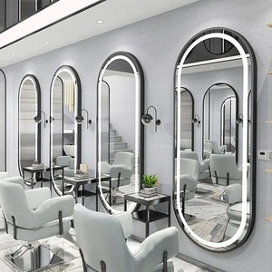 Tam boy duvar ounted altın tek çift yan güzellik berber dükkanı istasyonu Styling led ışık saç kuaför salon aynası