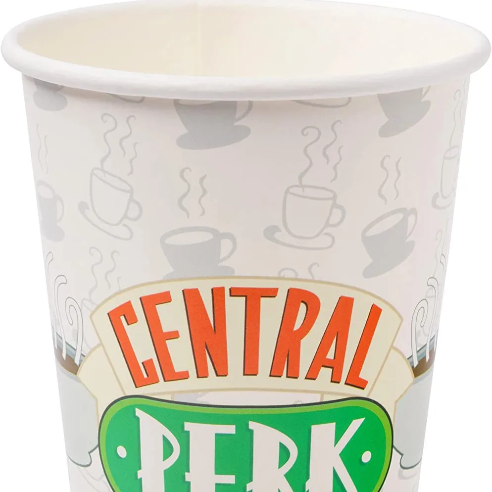 Central Perk Logo 16Oz Wegwerp Koffie Cups W/Deksels 8 Count Koffie Mok, Wit
