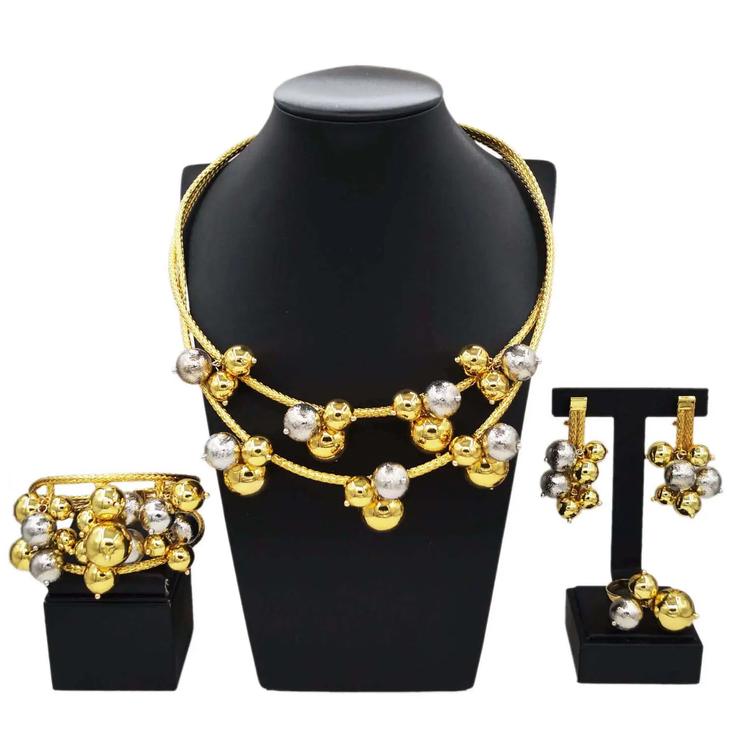 Latest Hot Sale Popular Wedding Party Gift Birthday Brasil Dubai Jewels Gold Plated necklace bracelet earrings ring jewelry