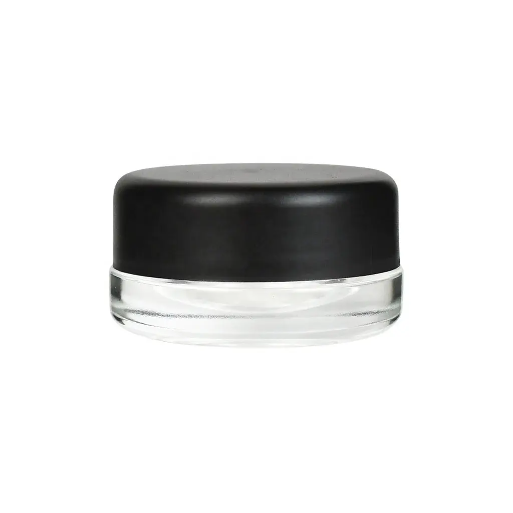 5ml 7ml 9ml Round Small Clear Matte Black Concentrate Container Child Proof Glass Jar With CR Lid