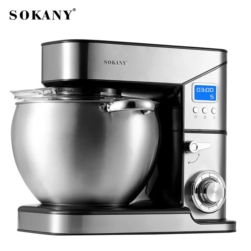 Sokany stand comida misturador 10L misturador elétrico pão massa mistura máquina liquidificador de prata Eletrodomésticos