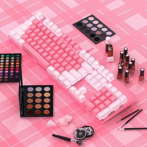 Teclado mecánico rosa para ordenador, teclado de juego de 104 teclas, resistente al agua, teclado de membrana, tablero de interruptor, El ZK-4 más barato - Product Image 4