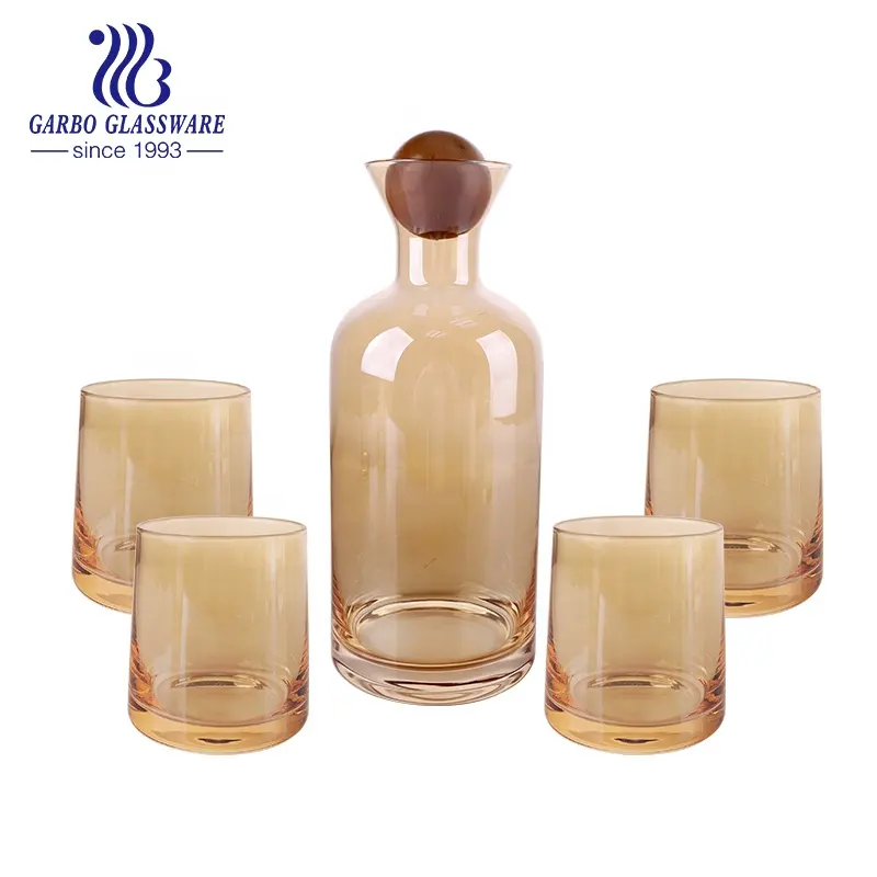 7 قطع عالية الجودة من دورق الشرب الزجاجي ذو حافة ذهبية أدوات مائدة فاخرة مخصصة للاستخدام المنزلي لشرب الويسكي والنبيذ