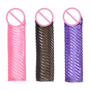 Hot Sale Schwarz Silikon Weiche Penis Ejakulation Ärmel Herren Sexspielzeug Stimulation Cock Extender Kondom Gummi Ärmel Tassen - Product Image 5