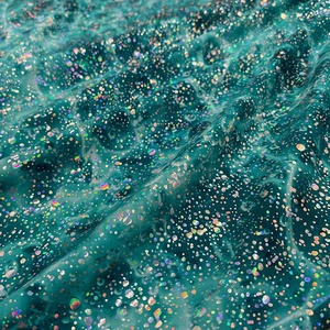 Phong cách mới long lanh Holographic <span class=keywords><strong>sequin</strong></span> lá co giãn nhanh chóng khô Polyester Spandex vải đồ bơi áo ngực Bikini dancewear vải - Product Image 3