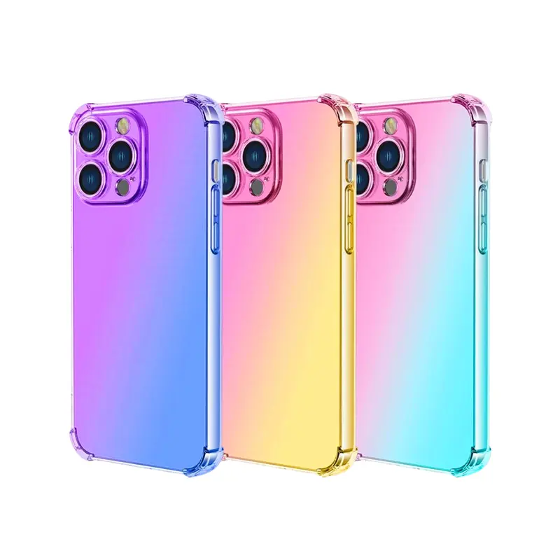 Regenbogen-Verlauf Farbe Handy-Hüllen für iPhone 15 Plus Pro Max 14 13 Mini 12 11 7 8 5/6S XR/S weiche schützende Rückenabdeckung