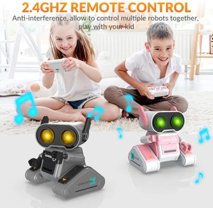 Dowellin 2,4 г RC робот игрушки для детей перезаряжаемый пульт дистанционного управления эмо робот игрушка с блестящими 7 видов цветов светодиодными глазами - Product Image 4