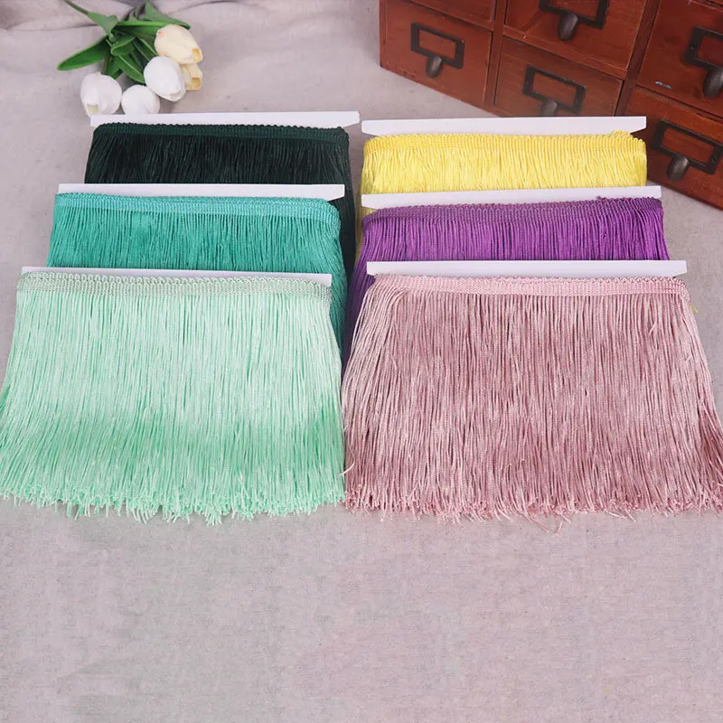 Colorful 4inch Wide Fringe Trim Lace Polyester Fibre Tassel for Clothes Accessories