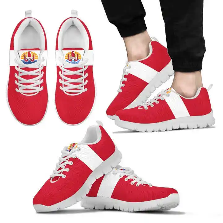 Zapatillas de deporte con diseño de bandera de Polinesia Francesa para niñas, envío directo, calzado informal transpirable para adolescentes, imagen plana con logotipo personalizado