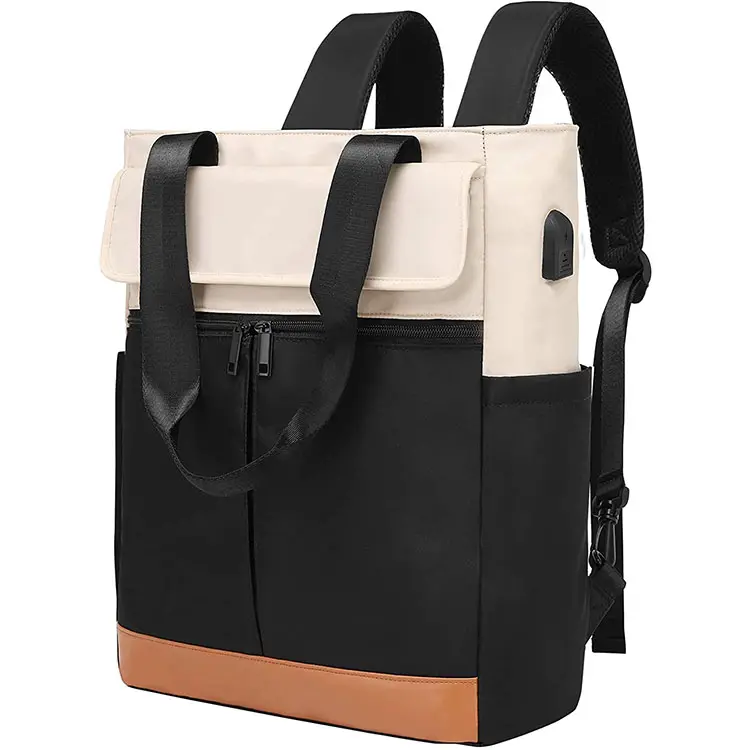 여성 방수 패브릭 컨버터블 토트 Daypack 노트북 배낭 와이드 탑 오픈 대학 학교 여행 캐주얼 가방