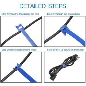 Reusable Back to Back Cable Tie <strong>Customized</strong> Logo <strong>Hook</strong> and <strong>Loop</strong> <strong>Strap</strong> Cable Zip Tie Nylon Self-locking Acccept Sticky Back Tape - Product Image 5