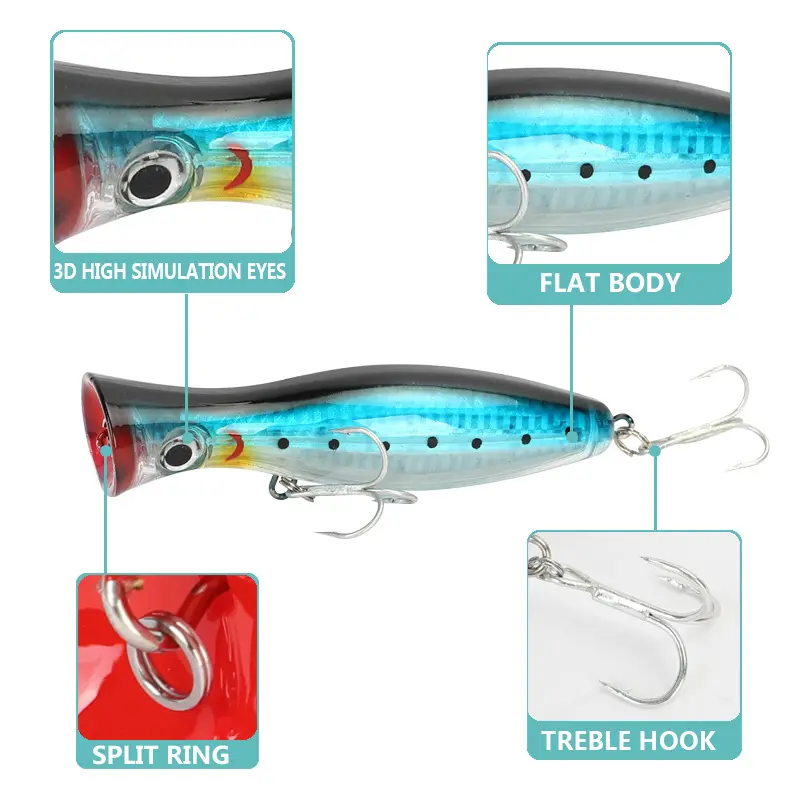 43g 12cm Big Popper Fishing Lure Topwater Floating Fishing Hard Lure Popper Lure for Bass