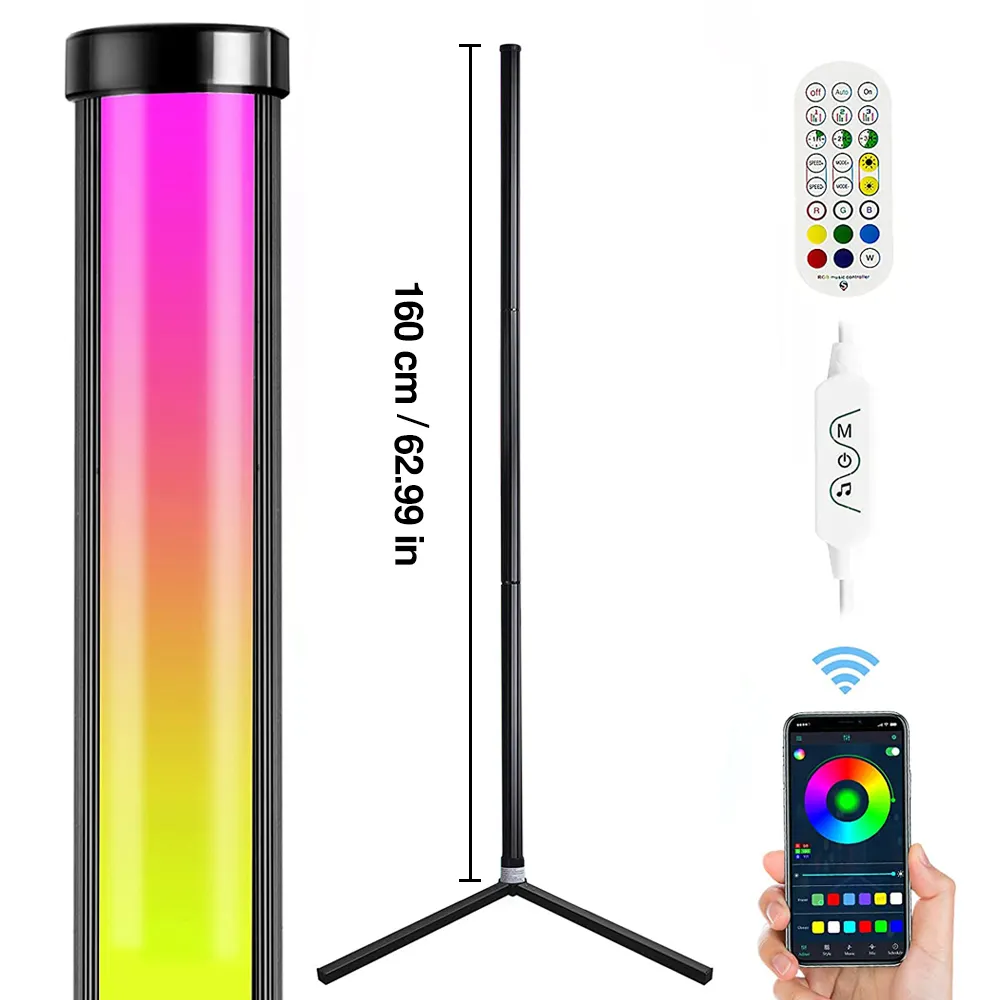 Howlighting Lampu Gantung Bluetooth, Lampu Lantai Led RGB Berdiri Aluminium Sudut Dekorasi Nordic Modern dengan Remote Control