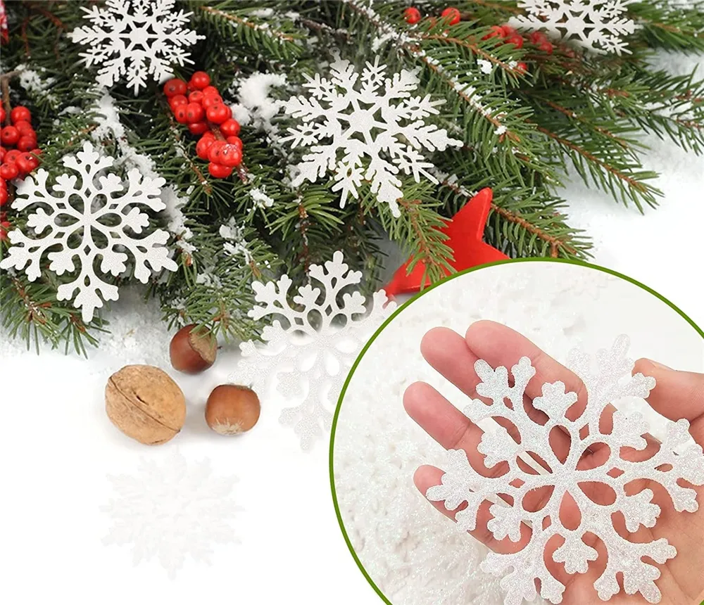 5cm 7.5cm 10cm 10.5cm 12cm plastique blanc flocon de neige décorations d'arbre de noël