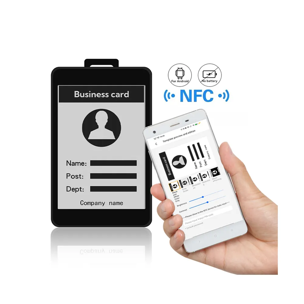 Smart Business Card Sem Bateria NFC Tags 3.52 inch ID Card para Empresa