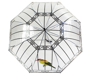 透明雨伞透明鸟笼雨伞带logo印花透明泡泡伞