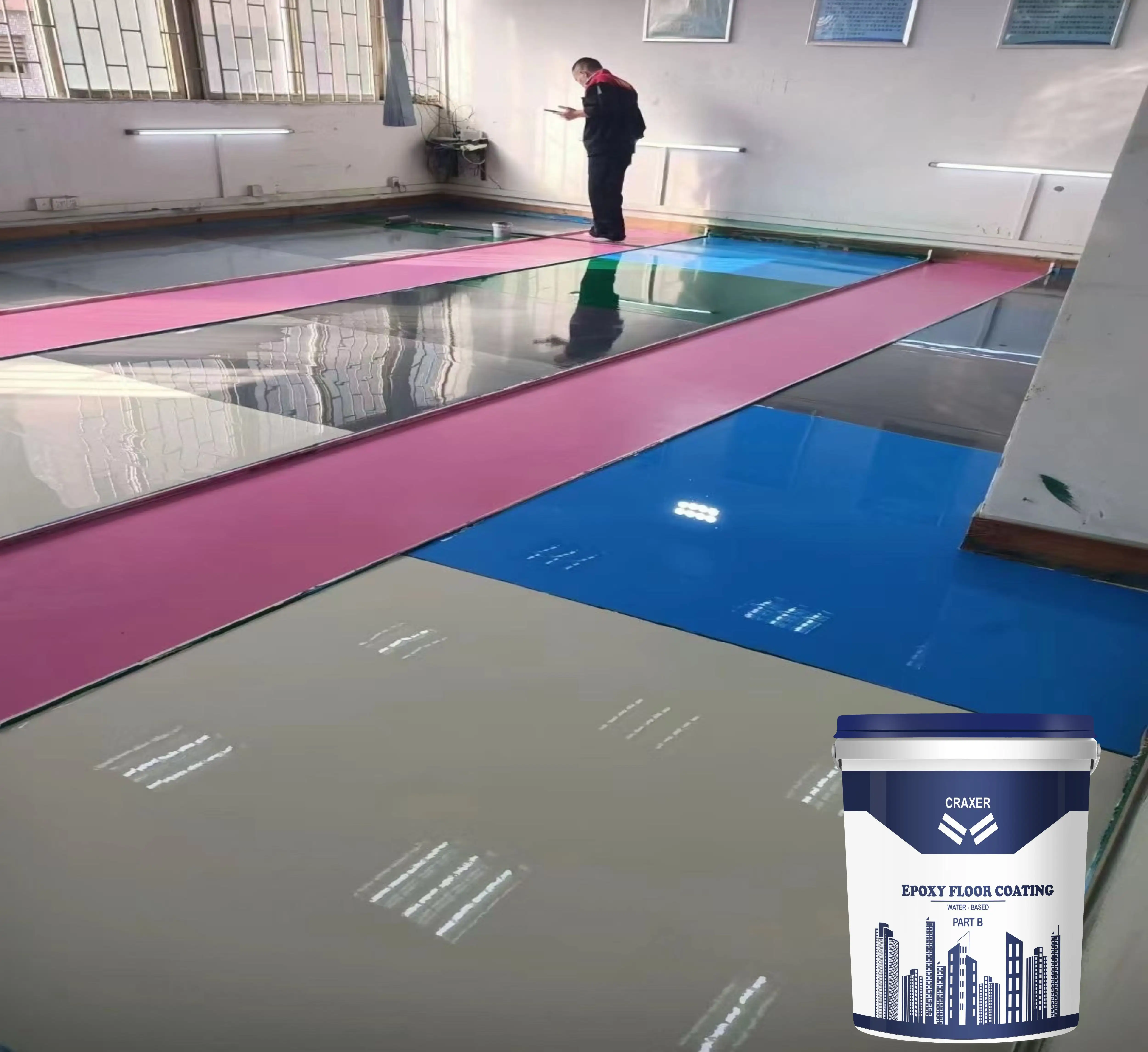 WB-005 water-based anti-static epoxy resign floor paint for indoor use