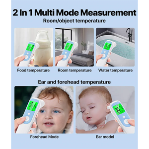 Termómetro infrarrojo eléctrico 4 en 1 para la frente, pantalla LCD grande, multifunción, con alarma de memoria grande, Material plástico, 2 unidades, 1, 2 unidades
