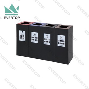 SD-37E 30L 8 Gal Square Litter <strong>Bin</strong> 4 Compartments Recycle <strong>Bin</strong> Recycled Public Black Recycling Trash Can Sorting <strong>Bins</strong> Dustbin - Product Image 3