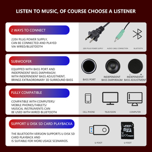 家庭影院220V 2.1声道高音量台式扬声器木质有线蓝牙电脑低音炮有线扬声器 - Product Image 3