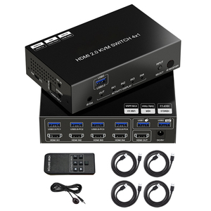 4K@60Hz HDMI <strong>KVM</strong> <strong>Switch</strong> HOT KEY <strong>SWITCH</strong> USB3.0 <strong>4</strong>-Port HDMI <strong>KVM</strong> <strong>Switch</strong> <strong>4</strong> <strong>Input</strong> <strong>1</strong> <strong>Output</strong> USB Switcher