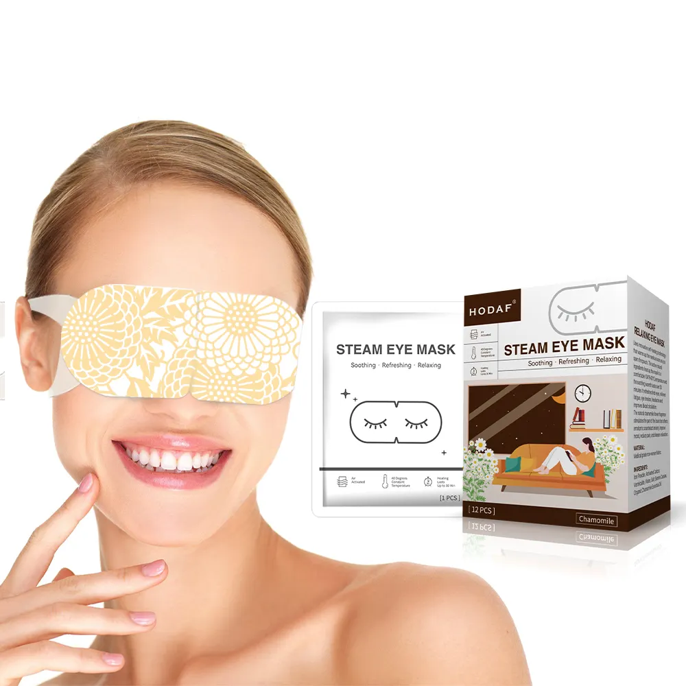 Einweg-selbst erhitzende warme Kompressions-Augen maske SPA beheizter Schlaf-Augenwärmer-Patch mit schattieren den, leicht verpackten Plastiktüten boxen