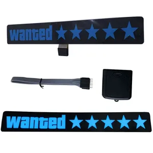 Auto Decoration Car Electric Sticker Glow in the Dark <strong>Led</strong> Light up <strong>5</strong> Stars Wanted Sticker <strong>LED</strong> Wanted Car Window Sticker - Product Image 2