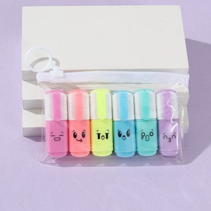 Produzione di nuovo Design personalizzato Non tossico Mini punta posteriore scalpello fluorescente evidenziatore Set pennarello per la scuola - Product Image 6