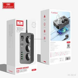 Earldom 3000W ab tak 3 çıkış + 4 USB şarj limanlar 2 usb-c güç şeridi soket masaüstü şarj cihazı 2m uzatma kablosu ile - Product Image 6