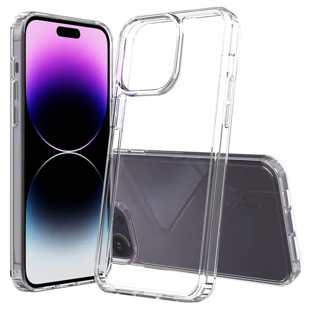 HD Clear Transparent Crystal Mobile Cases PC+TPU Shockproof Anti-fall Cellphone Covers for iPhone 15 Pro Max plus