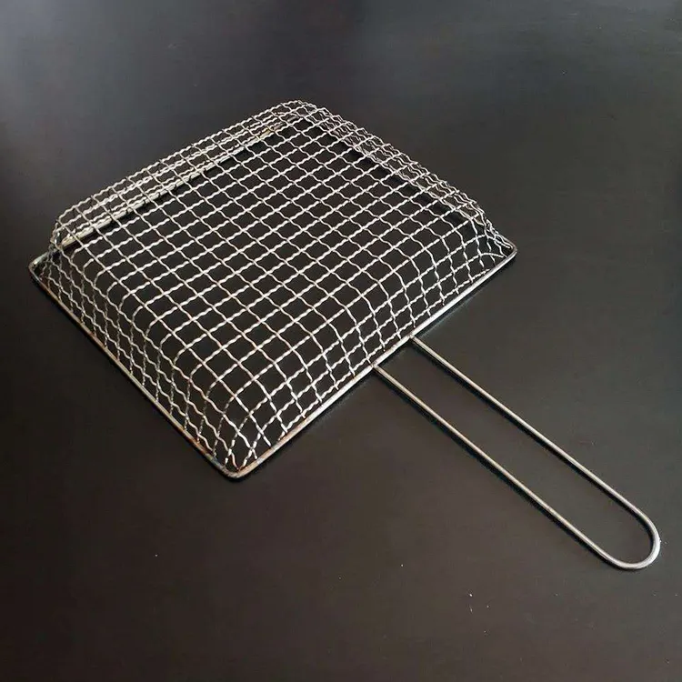 Malha de malha de fio de grelha para churrasco, rede de malha de aço inoxidável personalizada para grelha de churrasco