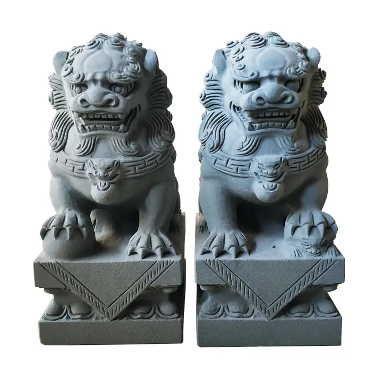 Statue de Lion en pierre naturelle de Style chinois, Super Mini Table, Sculpture SHI ZI Lion, hauteur 30cm