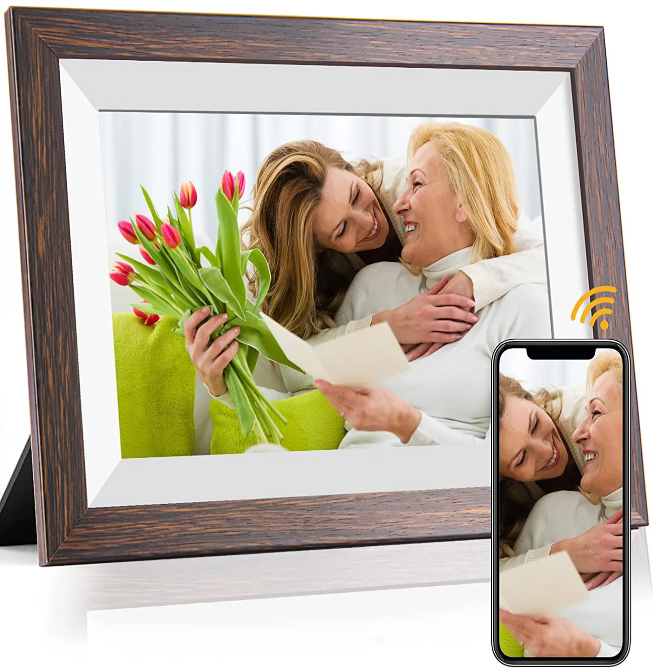 Factory Wholesale Wood Motion Sensor Digital Picture Frame 5 Points Touch IPS Screen 10.1 inch WiFi Digital Photo Frame