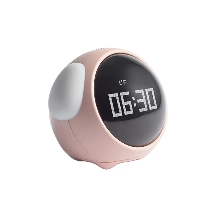 Cute Digital Alarm Clock Children Sleep Trainer Clock with Facial Expression LED Display Screen 2 Sets of Alarm Clock Snooze Fun