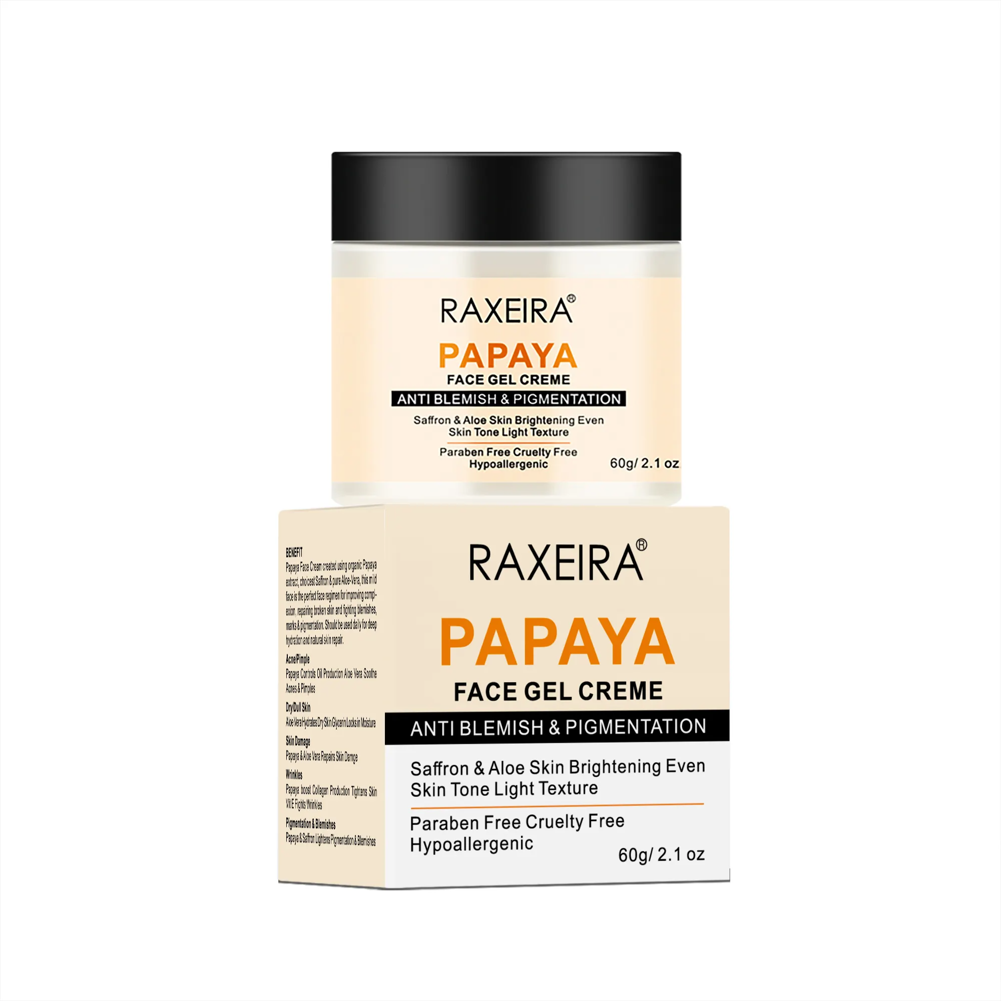 Özel etiket beyazlatma Papaya Anti leke ve pigmentasyon cilt bakımı yüz kremi