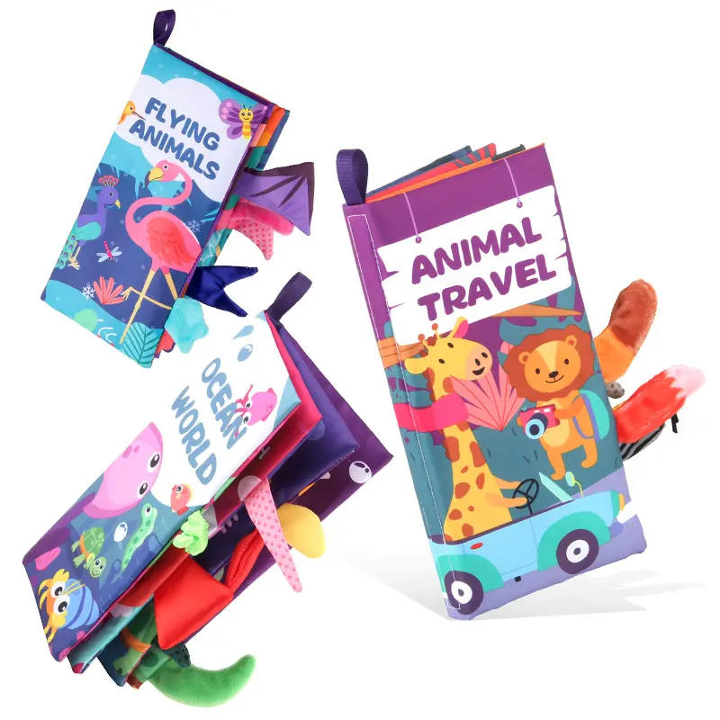 Nuovi libri di stoffa per bambini formazione visiva e acustica giocattoli educativi precoci bambini cartone animato animali code libro di stoffa