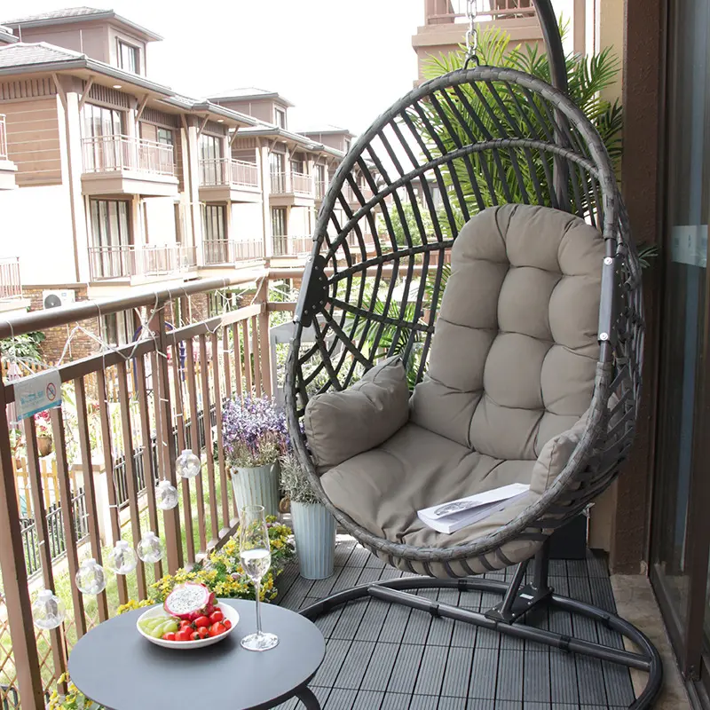 Chaise pivotante de patio en rotin, offre spéciale directe, tissu osier, coussin en papan rond, épais, livraison directe