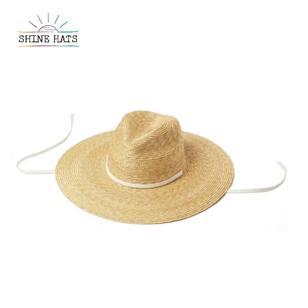 Shinehats 2024 OEM mode rétro soleil plage été femmes large bord fin blé panama unisexe chapeaux de paille couleur unie sombrero