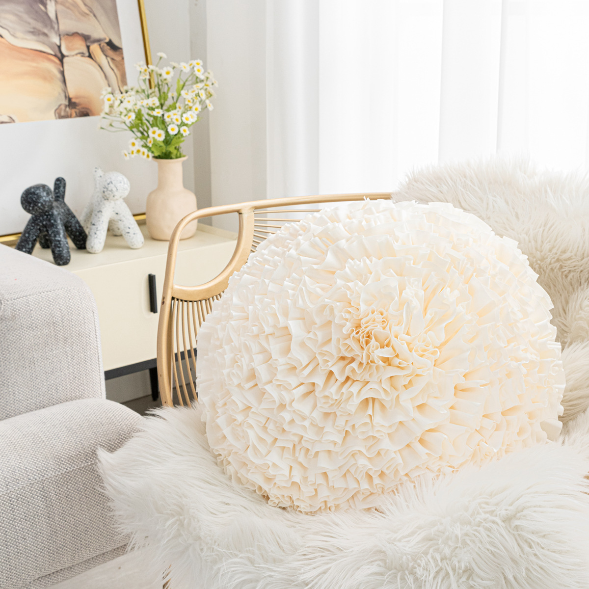 Flower-45cm de plaque rond blanc crémeux (sans pilule