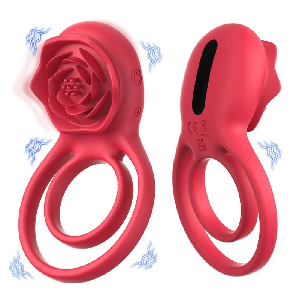 Anello del pene rosa giocattolo vibratore anelli di bloccaggio capezzolo stimolatore del clitoride vibratori giocattoli del sesso per coppia ritardo leccare la Vagina